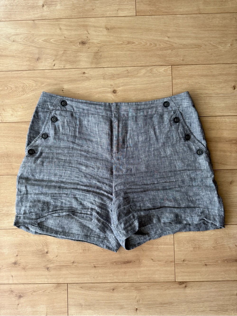 NC International Concepts 100% Linen Sailor Shorts Gray Blue Size 14